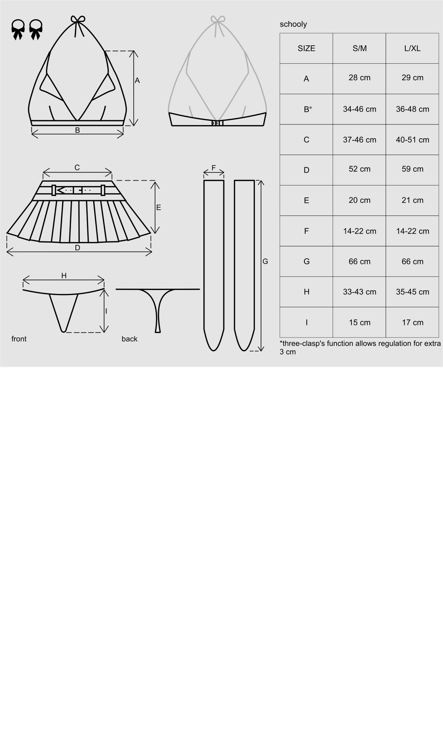 5 teiliges Schulmädchen Kostüm Set mit Top und Minirock - eofashion2014