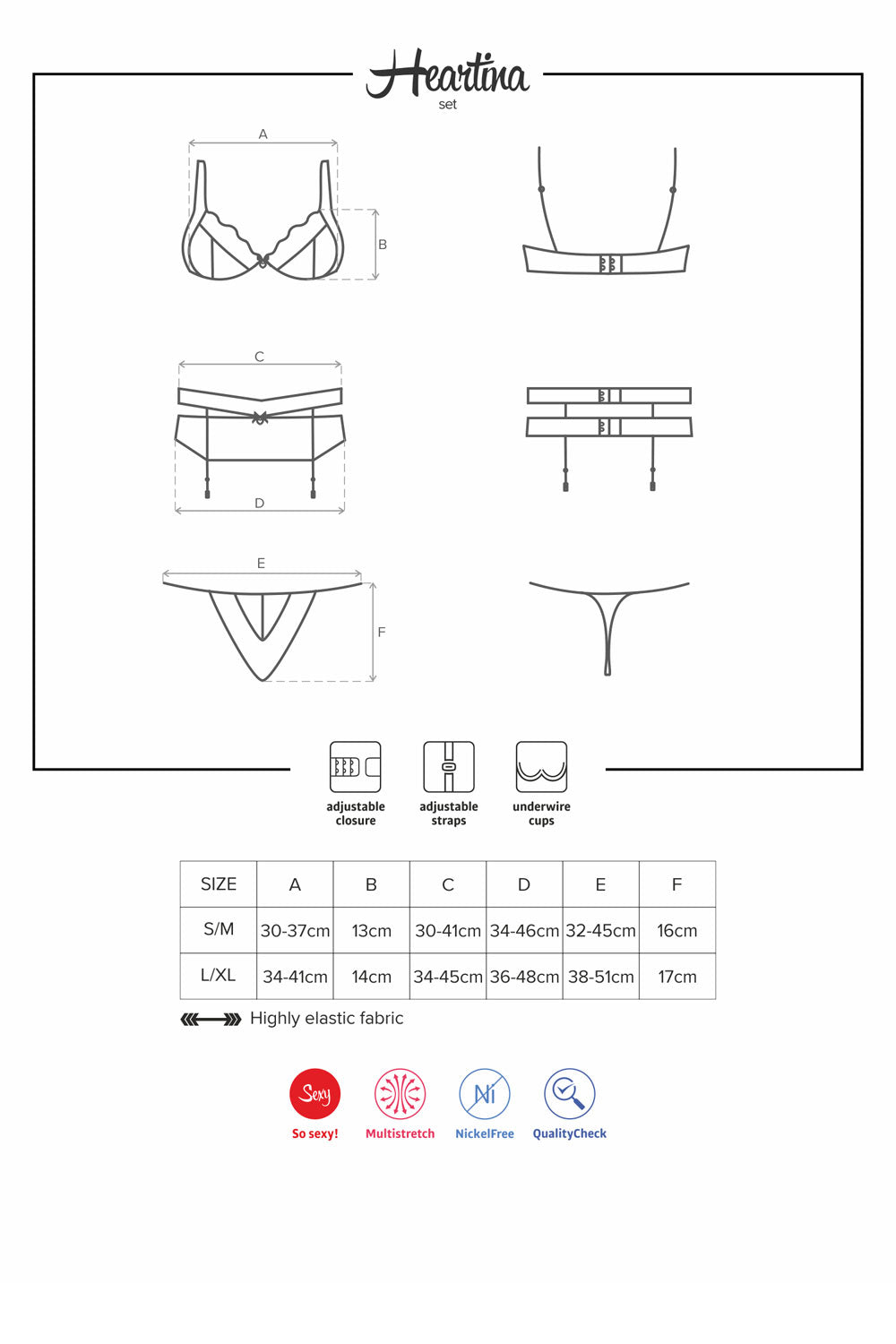 Heartina Bügel BH Set in rot inkl. Strumpfhaltergürtel und String - BH Set - Obsessive - eofashion2014