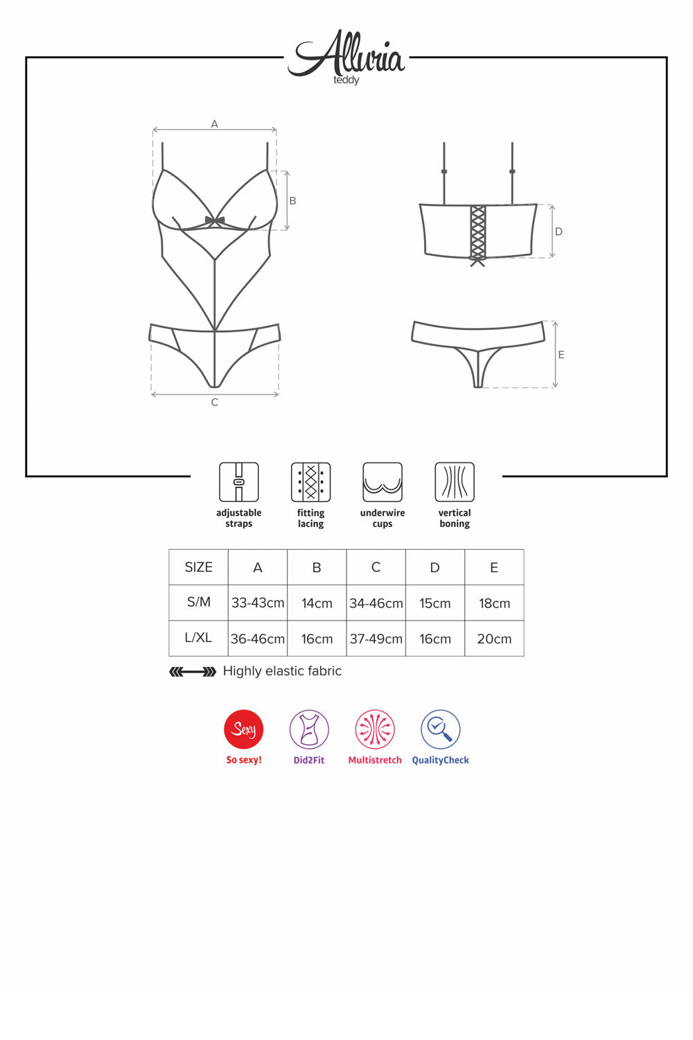 Alluria Spitzen Body aus floraler Spitze mit verstellbaren Trägern und Bügelcups