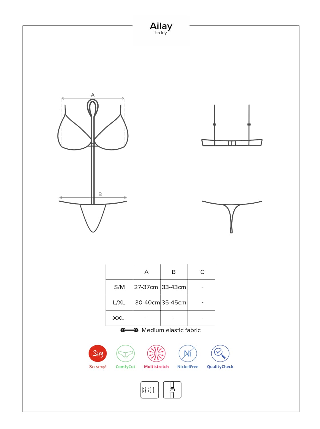 Unique lace body in the form of a soft bra with decorative detail