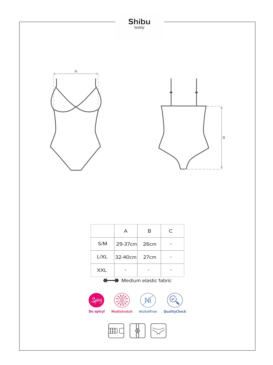 Seductive black teddy made of transparent mesh with geometric lace