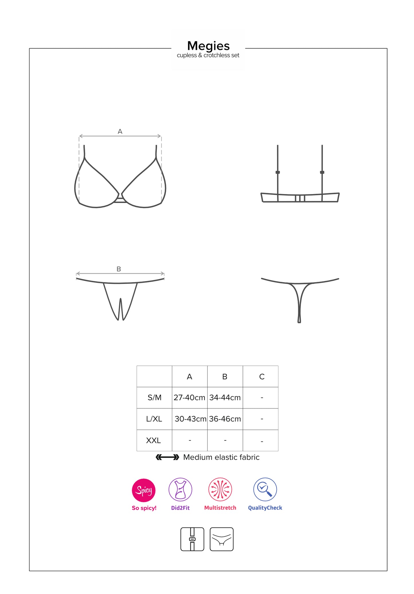 Megies Seductive lace set with a wireless and open bra and a matching thong with open crotch