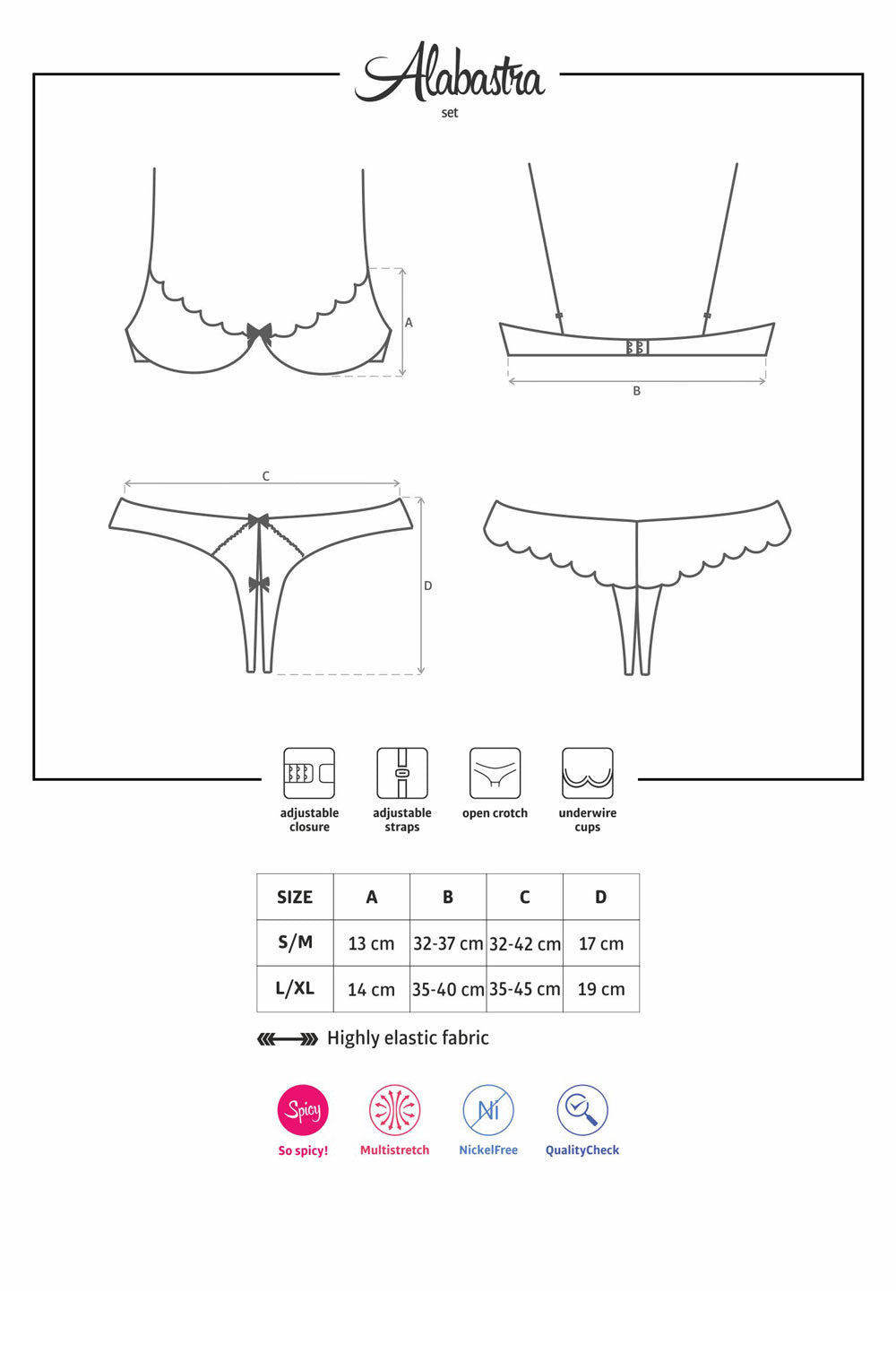 Alabastra red semi-open underwire bra set with ouvert thong