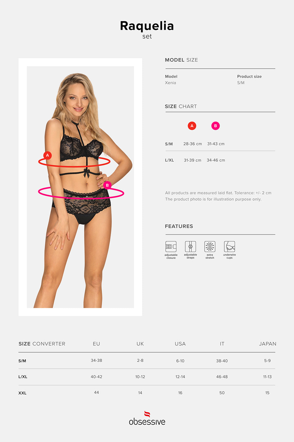 Raquelia a feminine set made of translucent and elastic lace in black