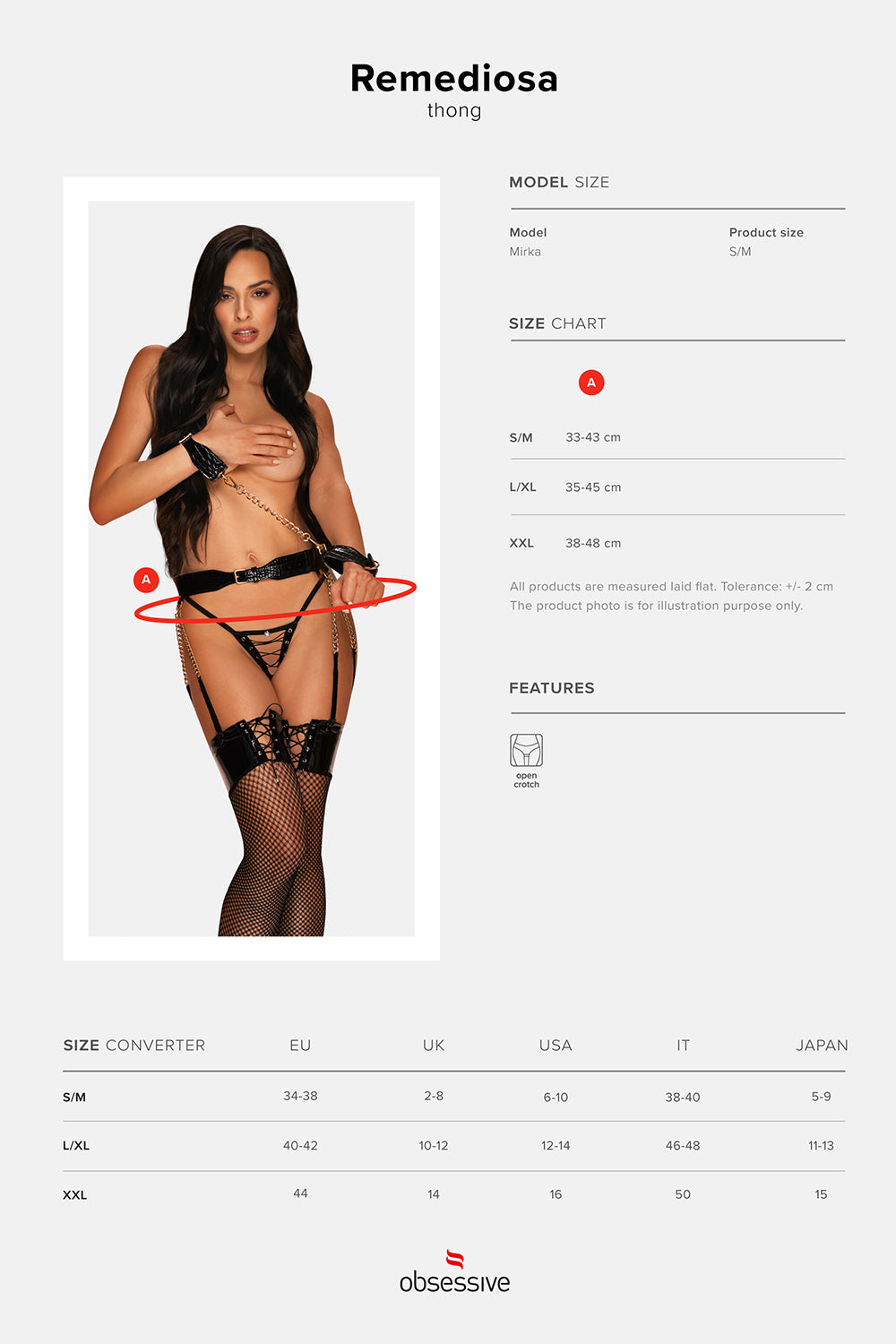 Remediosa ein sinnlicher schwarzer String mit zarten Riemchen und Metallösen, im Schritt offen