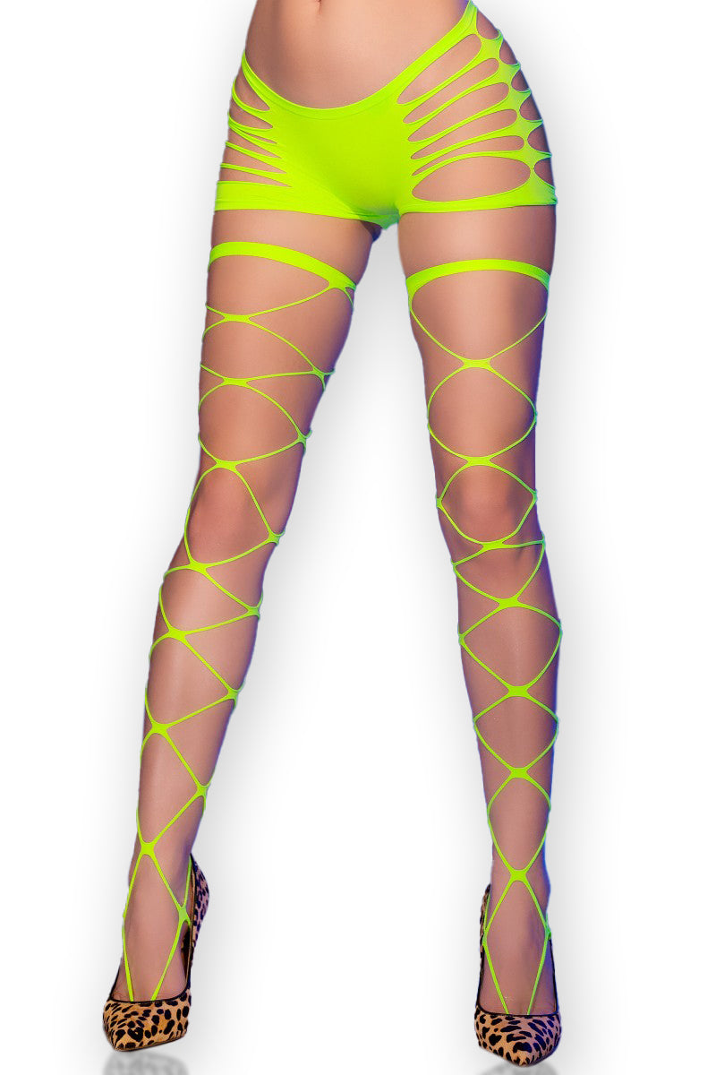 Nahtloses Fitness Festival Rave Outfit Set in einem elektrisierenden Neongrün