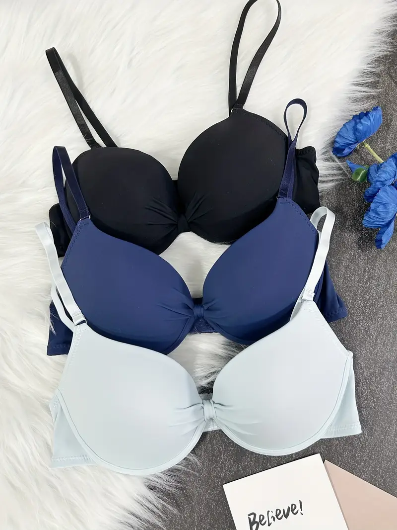 3er Pack Push Up Bügel Schalen BH Set Unterwäsche Dessous Cup B