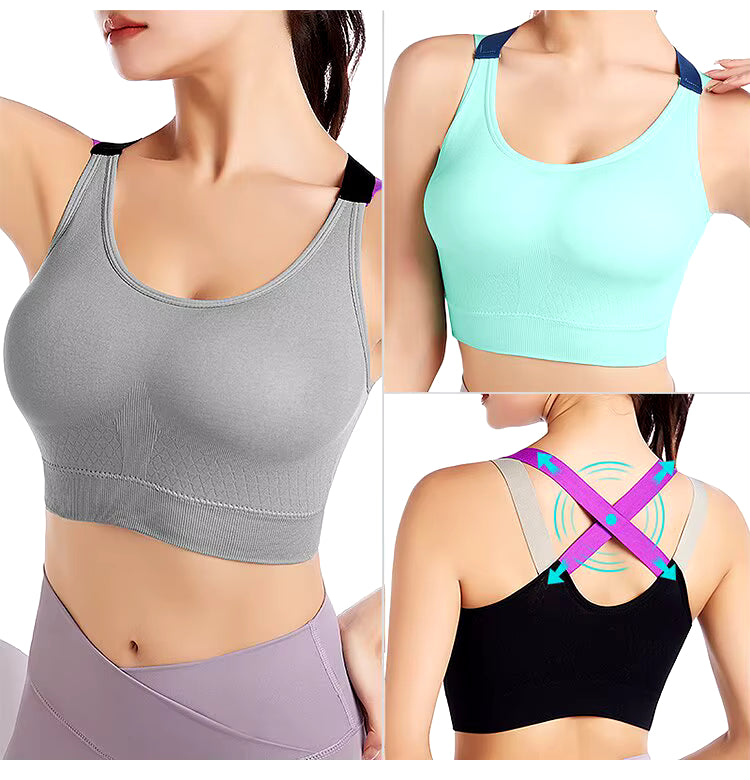 Gepolstert Damen Sport Fitness Yoga Push Up BH Crop Top Bustier Shirt Bra