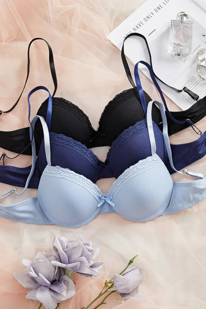 Süßes 3er Pack Damen Bügel Schalen Push Up BH Set Unterwäsche Dessous Cup A B C