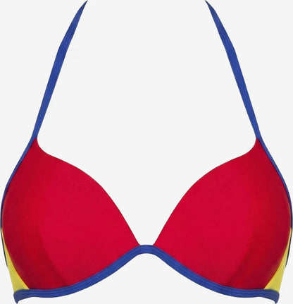 Studioaufnahme Vorderansicht des roten Push-up Bikinioberteil