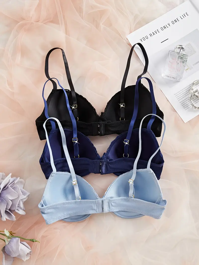 Süßes 3er Pack Damen Bügel Schalen Push Up BH Set Unterwäsche Dessous Cup A B C