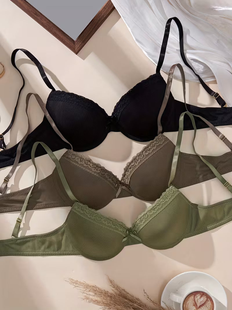 Süßes 3er Pack Damen Bügel Schalen Push Up BH Set Unterwäsche Dessous Cup A B C