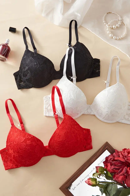 3er Pack Damen 3 x Bügel Schalen gepolstertes BH Set Unterwäsche Dessous Cup B