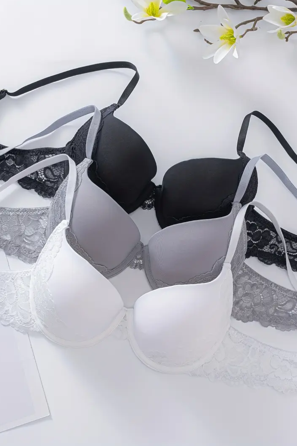 3er Pack Damen 3 x Bügel Schalen Push Up BH Set Unterwäsche Dessous Cup B C