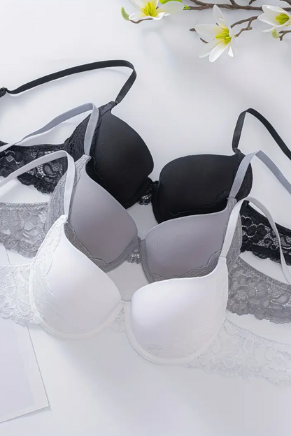 3er Pack Damen 3 x Bügel Schalen Push Up BH Set Unterwäsche Dessous Cup B C