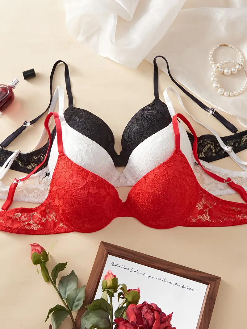 3er Pack Damen 3 x Bügel Schalen gepolstertes BH Set Unterwäsche Dessous Cup B