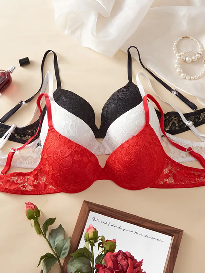 3er Pack Damen 3 x Bügel Schalen gepolstertes BH Set Unterwäsche Dessous Cup B