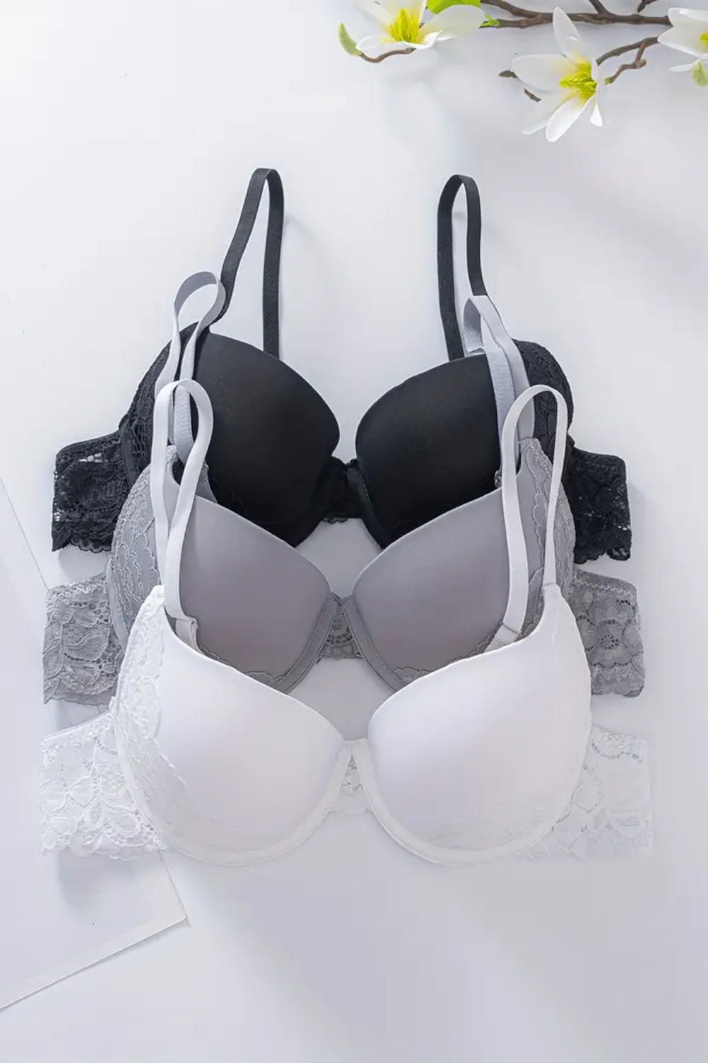 3er Pack Damen 3 x Bügel Schalen Push Up BH Set Unterwäsche Dessous Cup B C