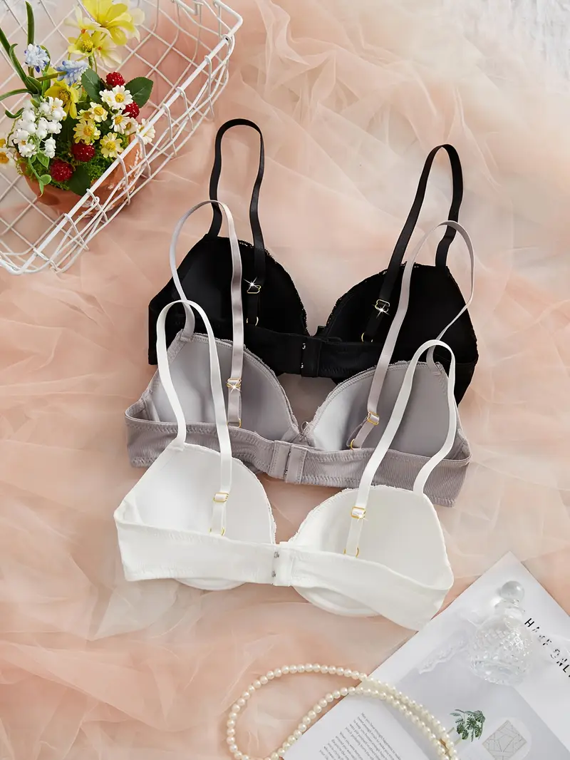 Süßes 3er Pack Damen Bügel Schalen Push Up BH Set Unterwäsche Dessous Cup A B C