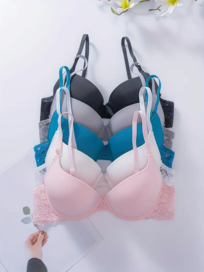5er Pack Damen 5 x Bügel Schalen Push Up BH Set Unterwäsche Dessous Cup B C