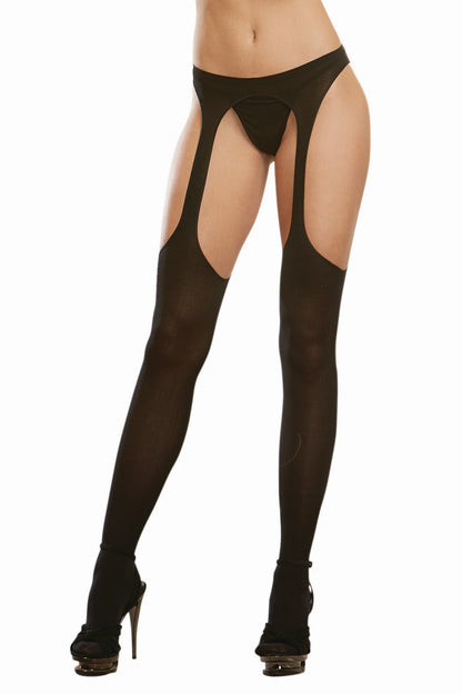 Semi-transparent garter belt with attached stockings