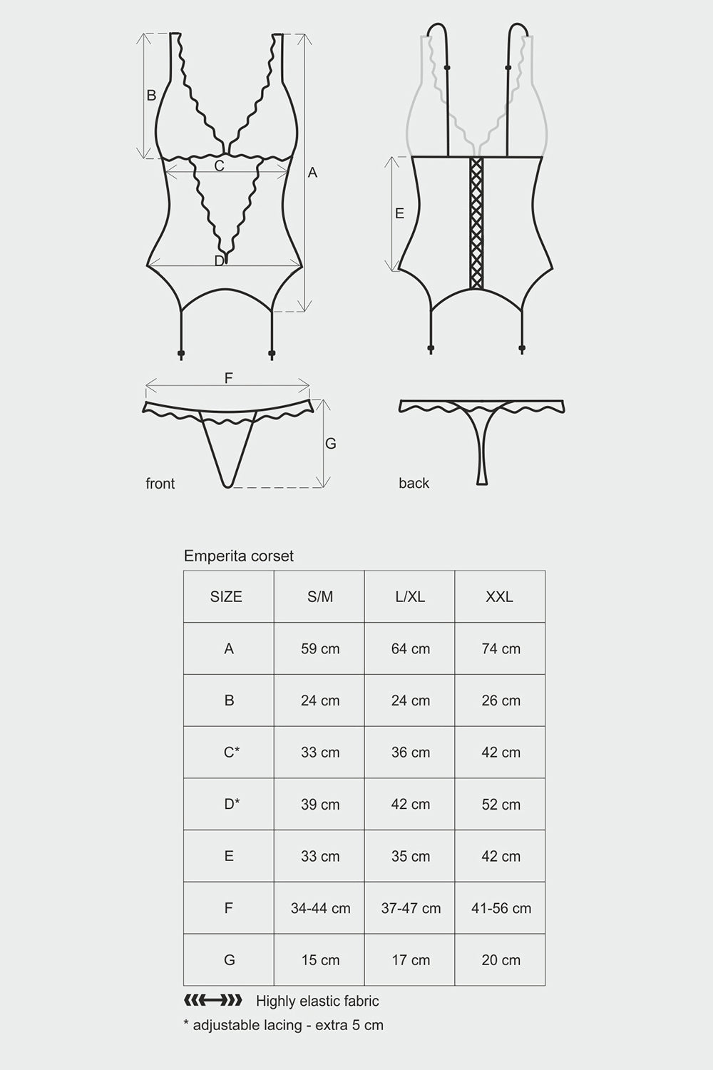 Feminine corset with suspenders
