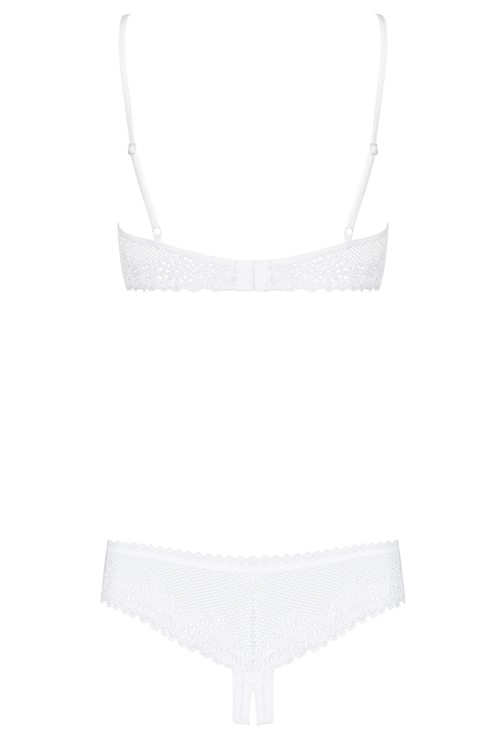Alabastra white semi-open underwire bra set with ouvert thong