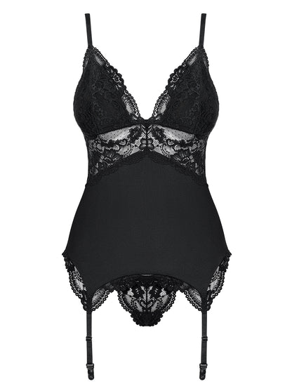 Black corset with floral lace