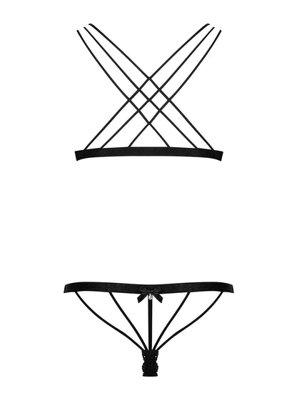 Seductive lace bra set in black