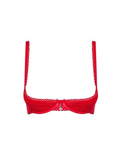 Lovica erotic half bra in red with padded underwire cups