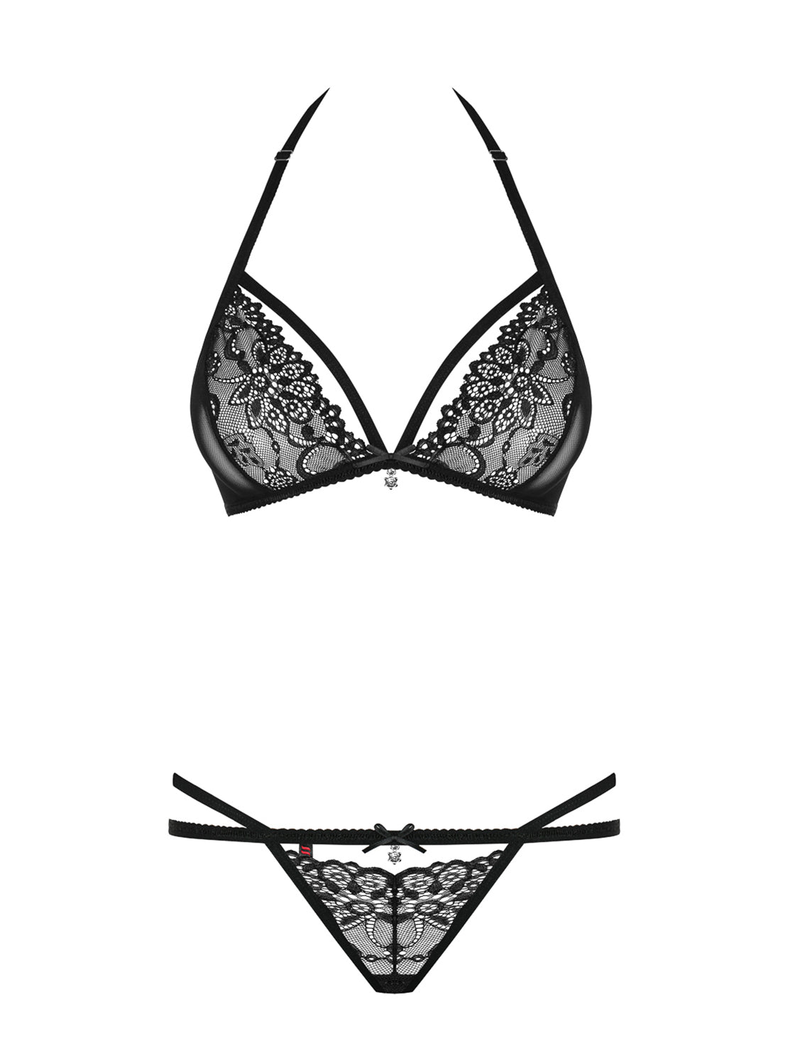 Charming bra set with lace and shiny decorative details