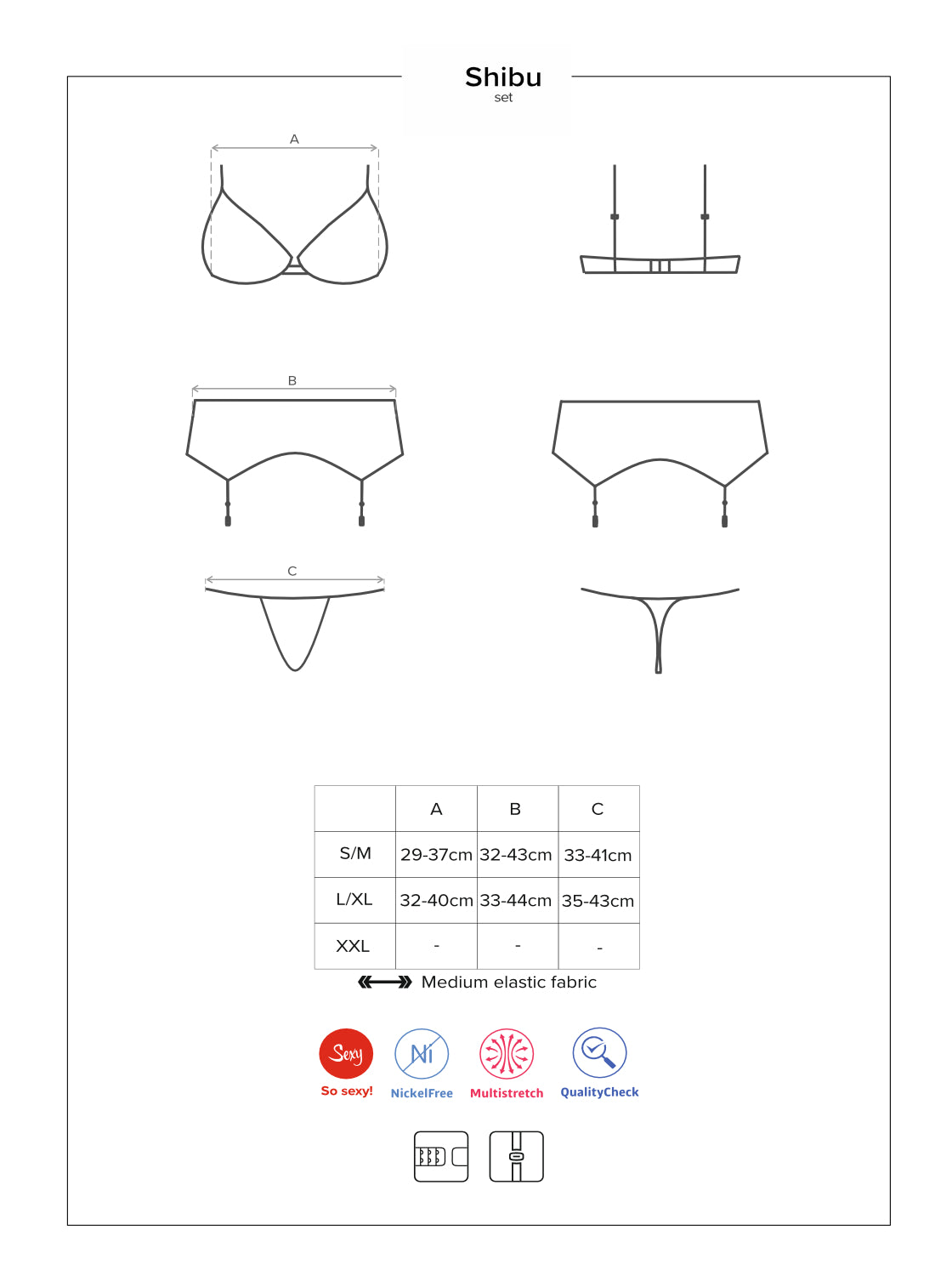 Shibu Seductive lace bra set including garter belt and thong