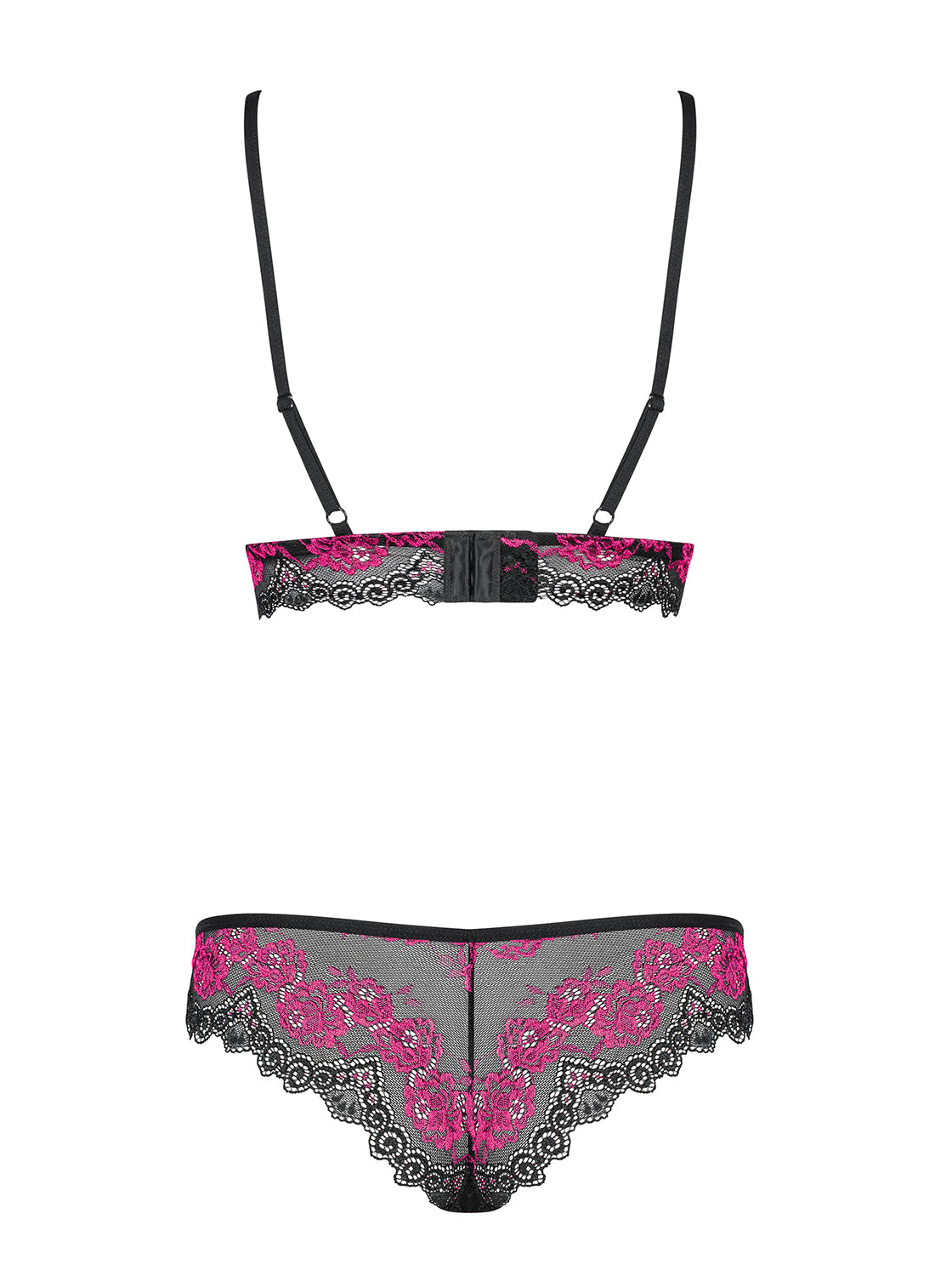 Tulia a black and pink set with floral lace a beautiful bra with soft cups a panty with ComfyCut cut