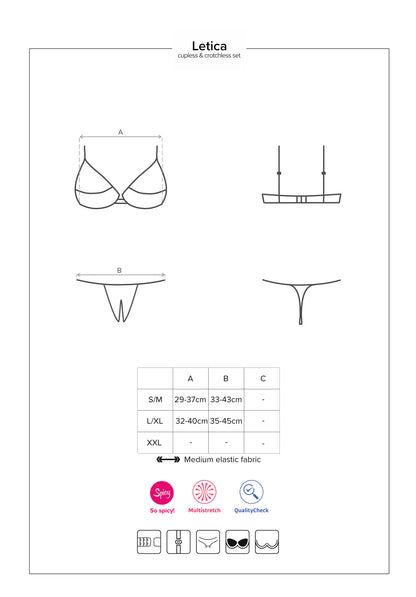 Letica Cupless Set consisting of a bra and thong with open crotch