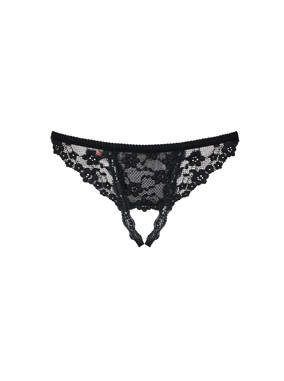 Seductive ouvert thong with floral lace and open crotch