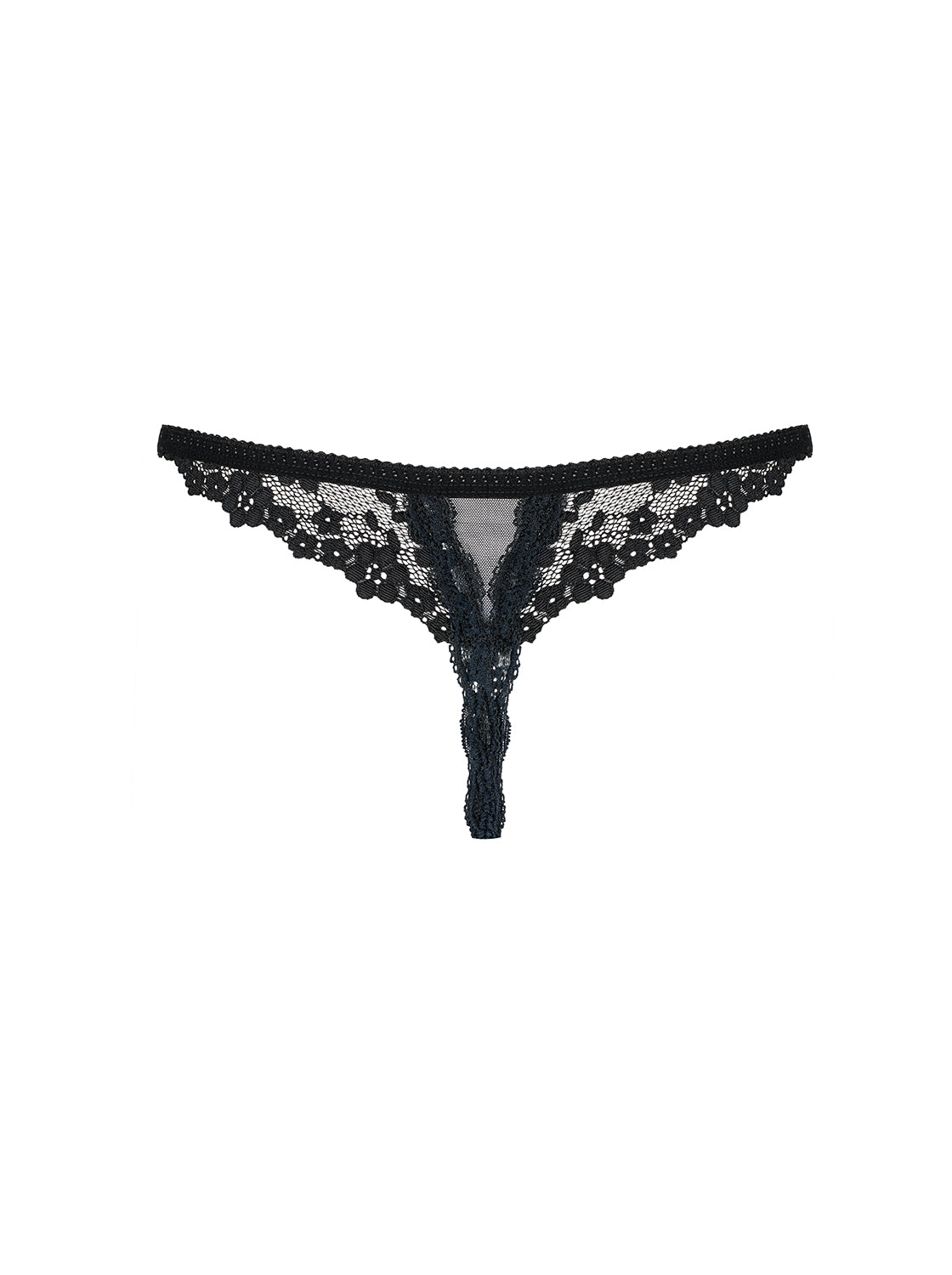 Seductive ouvert thong with floral lace and open crotch