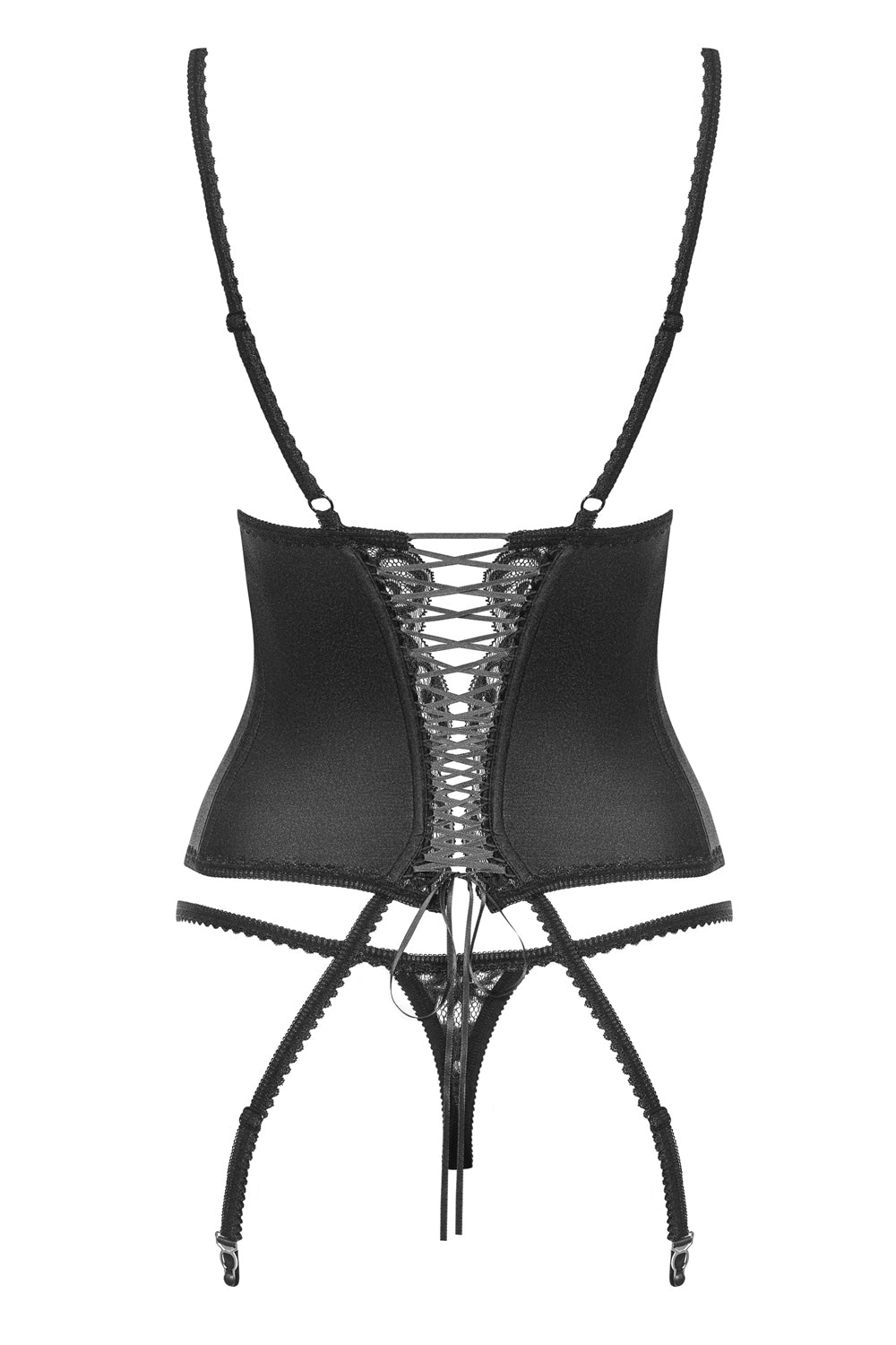 Black corset in a sexy combination of glittering multi-stretch material