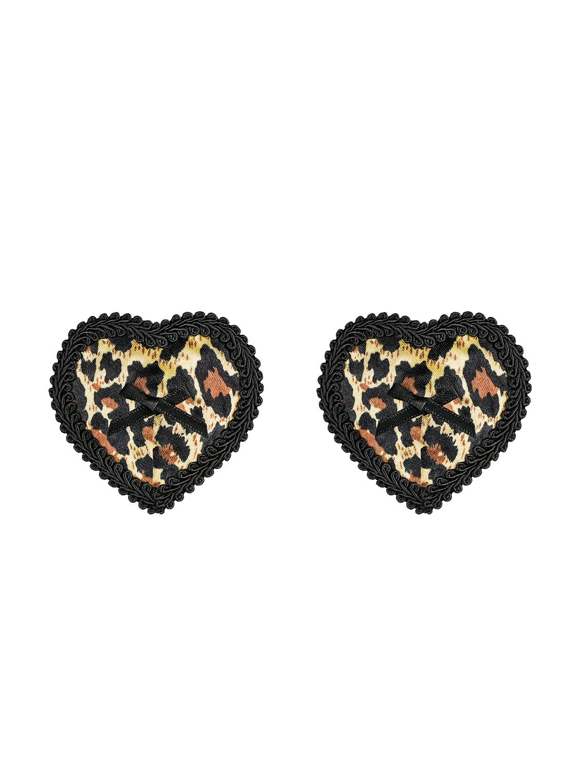 Heart-shaped nipple covers with leopard print