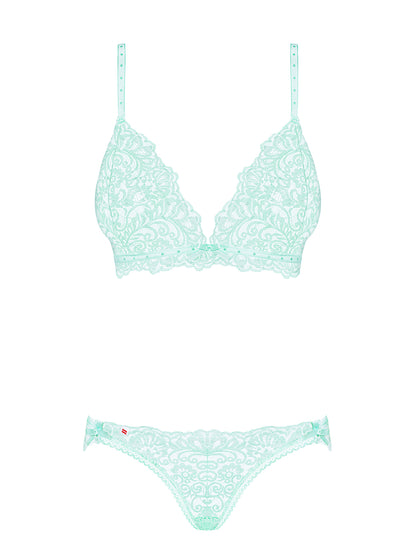 Delicanta a charming, mint-colored set a bra with comfortable soft cups and matching lace panties with ComfyCut cut
