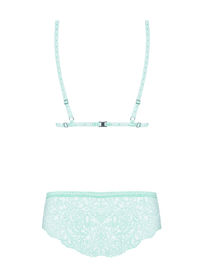 Delicanta a charming, mint-colored set a bra with comfortable soft cups and matching lace panties with ComfyCut cut