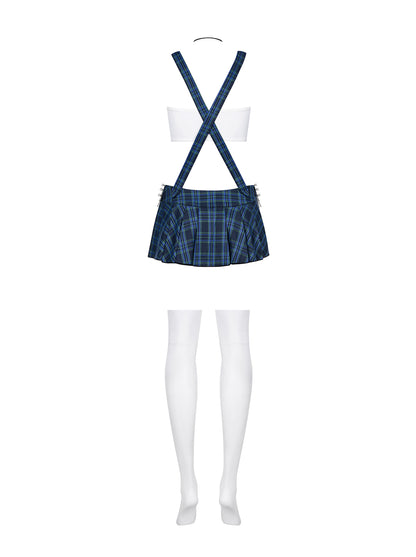 4 piece schoolgirl set with top and miniskirt