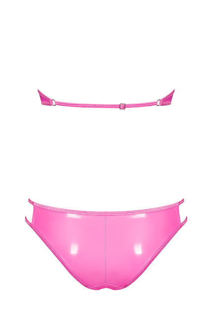 Lollypopy a striking wetlook set made of pink faux leather and hem in soft pink