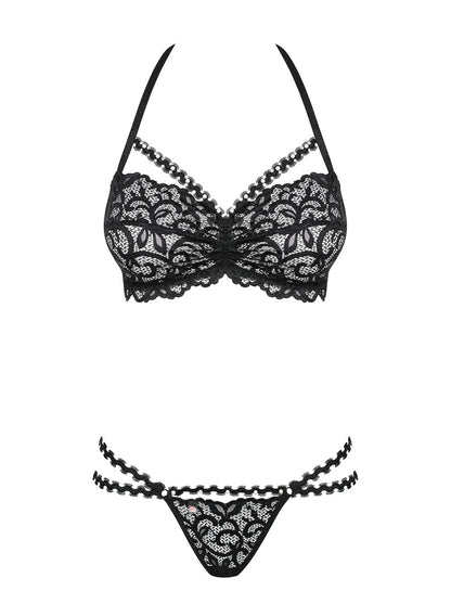 Joylace a magical lace set of halterneck bra and a matching thong with a special design