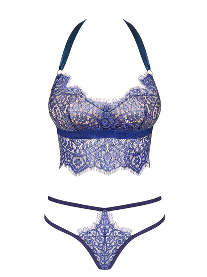 Flowlace a charming set a top with padded cups and a matching lace thong with eyelash lace