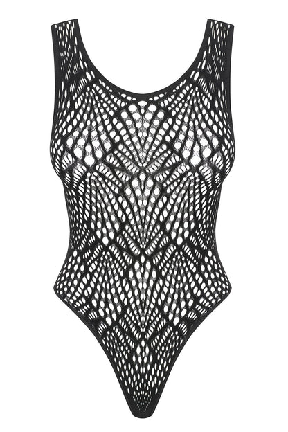 Black bodysuit with beautiful shape-retaining pattern