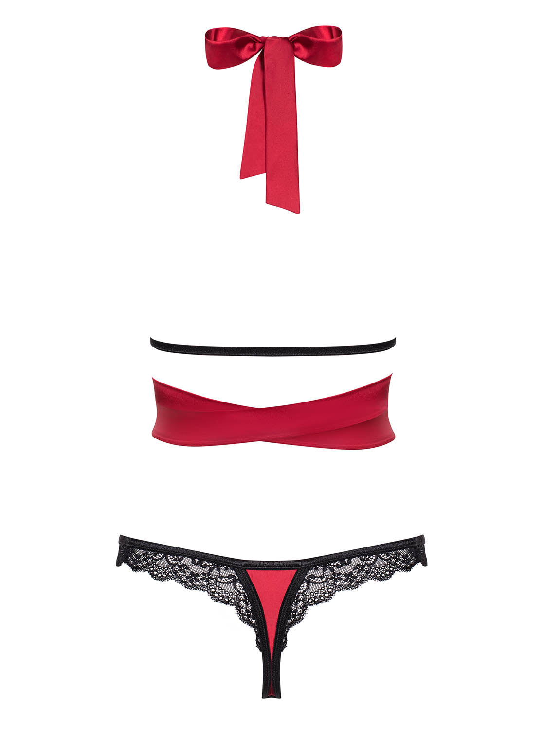 Sensuelia a beautiful set made of silky soft material in red with elegant black lace
