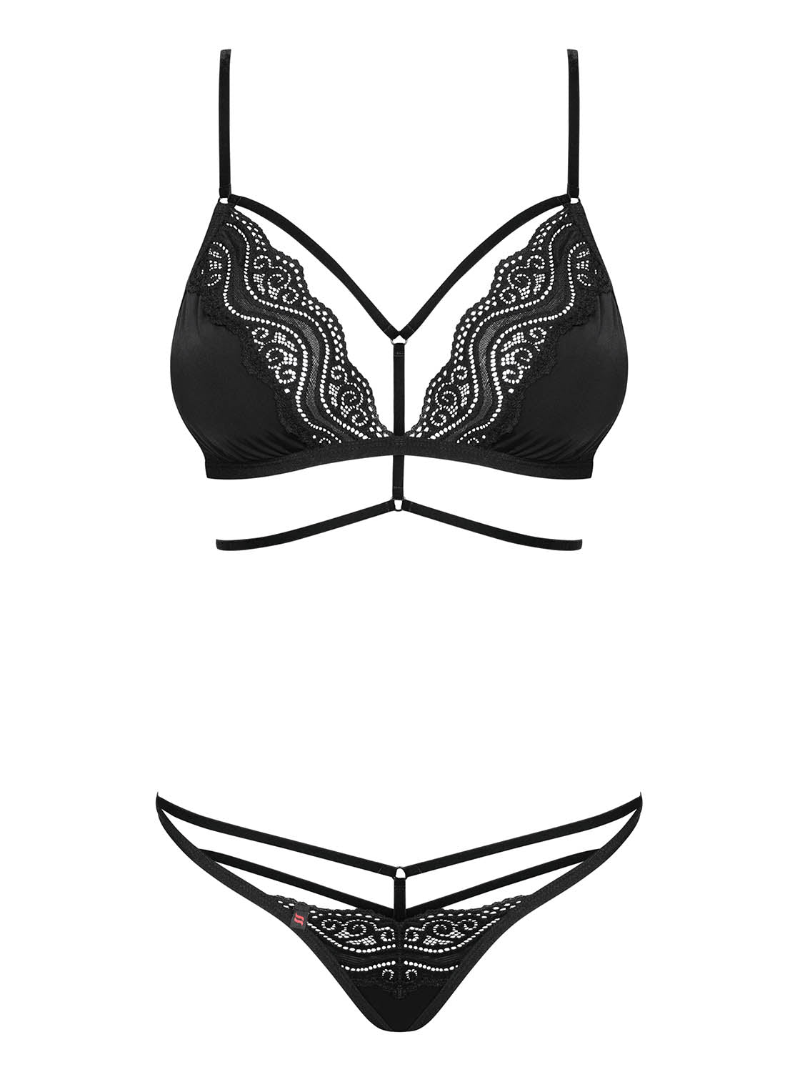 Diyosa a charming lingerie set consisting of a bra with elastic straps on the cleavage and belly and a matching lace thong
