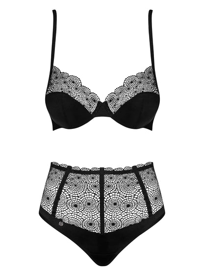 Sharlotte a black charming lingerie set with soft underwire bra and high waisted panties