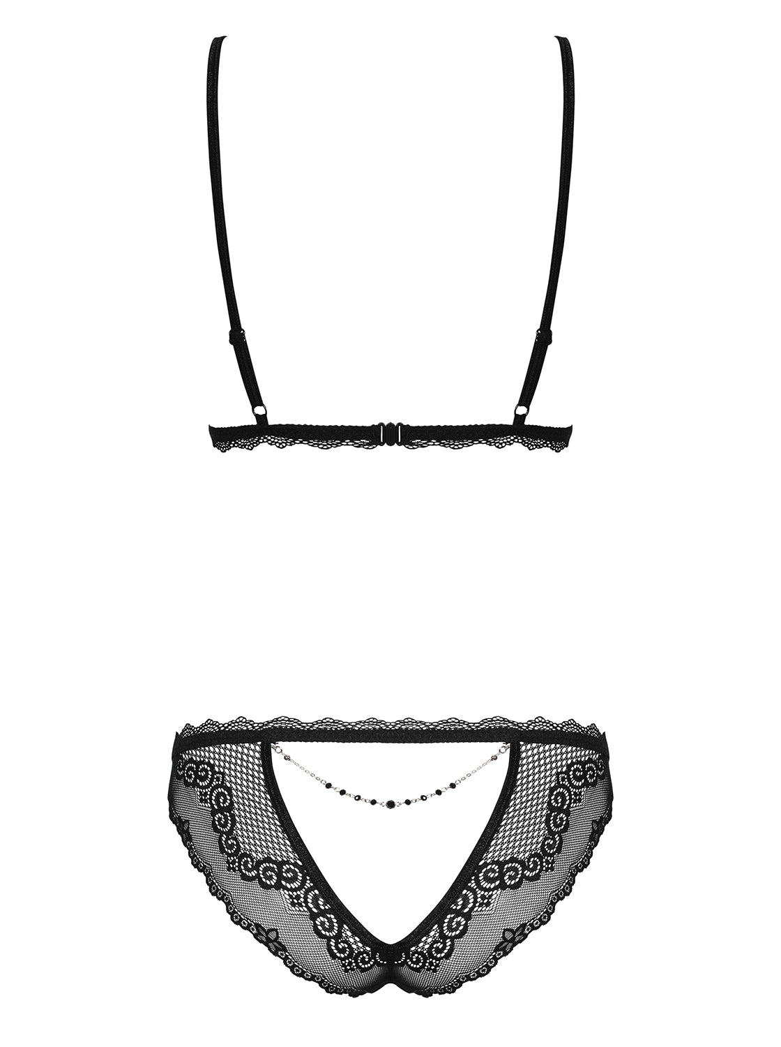 Millagro a charming, black bra and thong made of fine mesh material with seductive cutouts