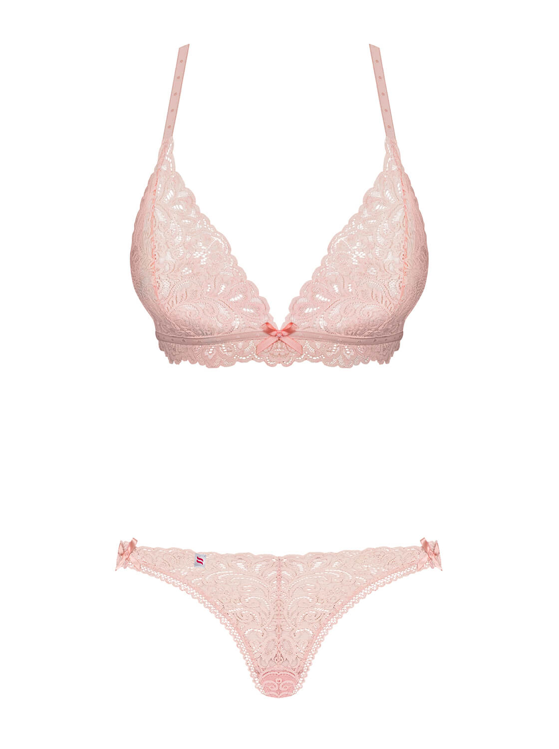 Delicanta Charming pink set of a bra with comfortable soft cups and matching lace panties with ComfyCut cut
